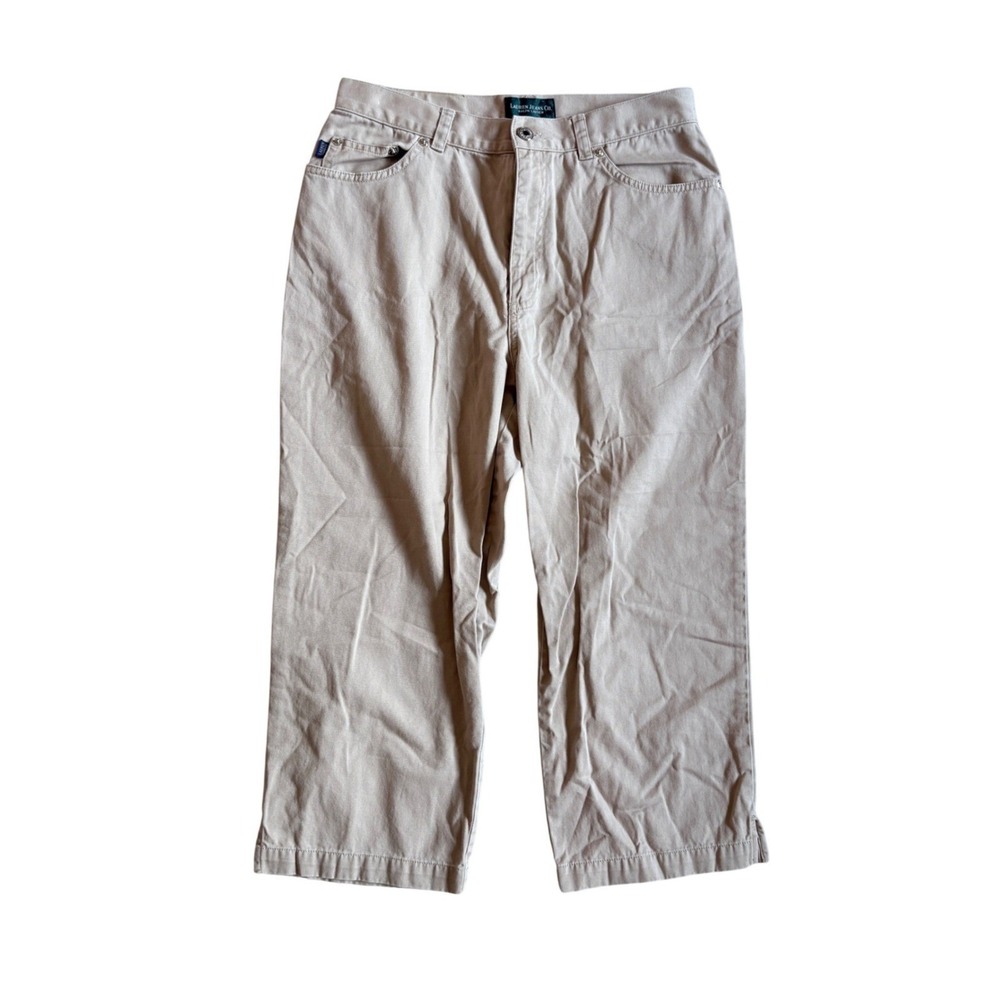 Lauren Ralph Lauren Khaki Cropped Pants Womens 8 Tan Cotton Straight Leg Capri